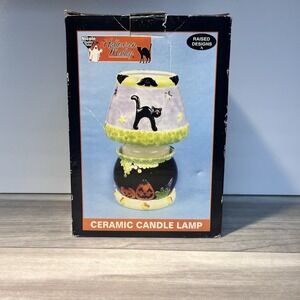 Halloween Candle Topper Shade Witch's Cauldron Candle Holder Black Cat Bats
